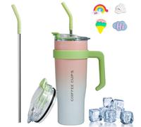 Euakee 40oz Taza Termica, 1200mL Taza de Café con Tapa para Coche, Termo Acero Inoxidable, Taza de Viaje con Tapa Antifugas y Cepillo para Pajita Sin BPA Regalos para Mujer Hombre (Color Degradado)