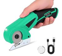Euakee 4V Tijera Eléctrica Inalámbrica con Batería 2000mAh, 2 Cuchillas Autoafilables, Cortador Universal para Cartón, Alfombra, Cuero, Fieltro, Plástico y Papel