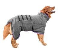 Euakee Albornoz para Perros, Secado Rápido Batas para Perros Abrigo Súper Absorbente, Collar Ajustable Y Correa para El Vientre Abrigo De Secado Rápido Toalla De Gato, Gris (XX-Large)