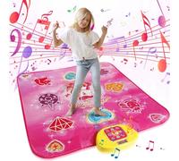 Euakee Alfombra de Baile para Niños 3-12 Años, Tapete de Baile con 5 Modos de Juego y 3 Niveles de Desafío, Alfombra Musical con Luces LED, Regalos para Niñas de 3 4 5 6 7 8 9 10 11 12+ Años (Rosa)