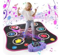 Euakee Alfombra de Baile para Niños 3-12 Años, Tapete de Baile con 5 Modos de Juego y 3 Niveles de Desafío, Alfombra Musical con Luces LED, Regalos para Niñas de 3 4 5 6 7 8 9 10 11 12+ Años (Morado)