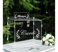 Euakee Caja de Tarjeta de Acrílico con Cerradura de Regalo, Caja de Tarjeta Grande para Boda de Carta de Sobres, Ca Ja de Dinero de Acrílico para Recepción de Fiesta