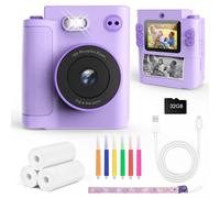 Euakee Camara Fotos Infantil, 1080P HD Cámara Digital para Niños con 2,4 Pulgadas & Tarjeta 32 GB, Kids Camera con 3 Rollos de Papel de Impresión, Regalo para Niños y Niñas de 3-12 Años(Púrpura)