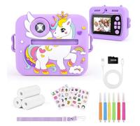 Euakee Camara Fotos Infantil, 1080P HD Cámara Digital para Niños con 2,4 Pulgadas & Tarjeta 32 GB, Kids Camera con 3 Rollos de Papel de Impresión, Regalo para Niños y Niñas de 3-12 Años(Púrpura)