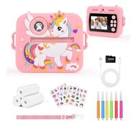 Euakee Camara Fotos Infantil, 1080P HD Cámara Digital para Niños con 2,4 Pulgadas & Tarjeta 32 GB, Kids Camera con 3 Rollos de Papel de Impresión, Regalo para Niños y Niñas de 3-12 Años(Rosa)