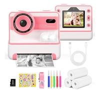 Euakee Camara Fotos Infantil Instantanea, HD/1080P Cámara Instantánea para Niños con Tarjeta de 32G y Papel de Impresión, Juguete Cámara Digital, Regalos para Niños y Niñas 3 a 12 años (Rosa)