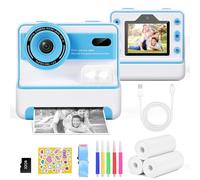 Euakee Camara Fotos Infantil Instantanea, HD/1080P Cámara Instantánea para Niños con Tarjeta de 32G y Papel de Impresión, Juguete Cámara Digital, Regalos para Niños y Niñas 3 a 12 años (Azul)