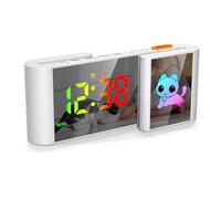 Euakee Despertador Digital, Reloj Despertador con Simpático Gato, Digital Clock LED en Forma de S, 11 Colores de Dibujos Animados, Regulable, Volumen, Snooze, Luz Nocturna, Dormitorio (Blanco)