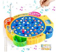 Euakee Juguete de Pesca Eléctricos, Juego Pescar Peces Musical con 45 Peces y 4 Tiras de Caña de Pescar Juguetes Educativo Montessori Juego de Pesca Mesa para Niños 2 3 4 5 6 Años Regalo para Niños