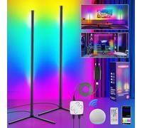 Euakee Lampara de Pie LED RGBIC, Lámpara de Pie Inteligente con Alexa, Control Remoto y APP, Sincronización Musical, DIY, Temporizador, Lampara Inteligente para Salon, Salas de Juegos (2 Piezas)