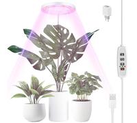 Euakee Lámpara de Planta, 70 LEDs Luces de Crecimiento de Espectro Completo, 30-155cm Ajustable en Altura, con Temporizador 3/9/12H, 10 Brillos, 3 Modos, para Plantas de Interior (Blanco)
