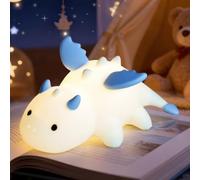 Euakee Luz Nocturna de Dragón, Lampara Bebe, Luz de Noche de 7 Colores, Táctil Portátil 1200mAh Batería Lámpara&Timing Luz de Noche para Niños, Decoración de Habitación Regalo para Niños(Azul)