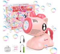 Euakee Máquina de Burbujas, Unicornio Maquina Pompas Jabon, Juguete Burbujas Arcoíris con Luz, Líquido de Burbujas 100ML, a Prueba de Fugas, para Exteriores, Cumpleaños, Fiestas y Bodas (Rosa)