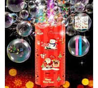 Euakee Máquina para burbujas de artificio, 13 agujeros, máquina automática para burbujas de fuegos artificiales con luces y sonido de apagado, adhesivo navideño autoadhesivo, ajustable para niños,