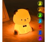Euakee Oso Luz Nocturna Infantil, Lampara Bebe, Luz de Noche de 7 Colores, Táctil Portátil 1200mAh Batería Lámpara&Timing Luzs de Noche para Niños, Decoración de Habitación Regalo para Niños (Marrón)