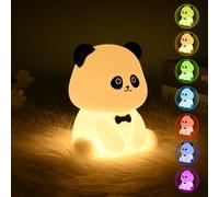 Euakee Panda Luz Nocturna Infantil, Lampara Bebe, Luz de Noche de 7 Colores, Táctil Portátil 1200mAh Batería Lámpara&Timing Luzs de Noche para Niños, Decoración de Habitación Regalo para Niños