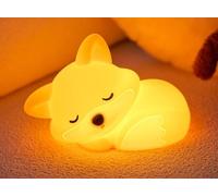 Euakee Zorro Luz Nocturna para Niños, Lámpara de Noche Zorro, Recargable Táctil LED Luz de Noche Niños de Lactancia, Silicona Lámpara de Cabecera, Decoración de Habitación Regalo para Bebé