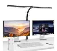 EUARY Lámpara de escritorio LED 1300 lm, doble cabeza 24 W, con pinza de 80 cm, regulable con mando a distancia, brazo flexible, luz diurna para oficina en casa