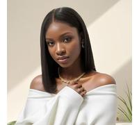 Eubeauty Peluca de cabello humano ondulado con encaje frontal de 30 pulgadas, color marrón chocolate, densidad 200, cabello humano prearrancado, nudos predecolorados (2 x 6 negros, 12 pulgadas)