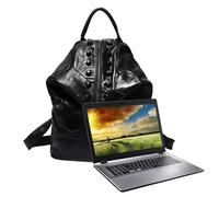 EUBEISAQI Mochila Escolar Para Adolescentes,Mochila Escolar y Laboral de Parches Cuero | Moderna Antirrobo Y Diaria Para Estudiantes
