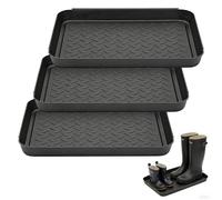 EUBSWA 3 unidades de bandeja para zapatos, alfombrilla para escurrir, alfombrilla para zapatos, de plástico, para días lluviosos y temporada de nieve, para mascotas, interior y exterior, color negro
