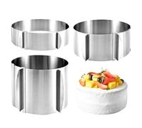 EUBSWA Aro para Bolos ajustável, 3 PCS Bolos aro Redondo anel pastelaria 16-30 cm, Alto 5CM/8CM/15CM, Moldes Reposteria para decoração de reposição pastelaria Chocolate Mousse