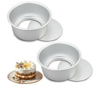 EUBSWA Bandeja de horno redonda, 2 moldes de 10 cm, redondos, de acero inoxidable, con revestimiento antiadherente para tartas, brownies, pasteles, lasañas