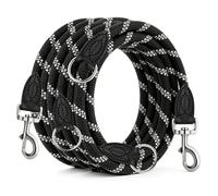 EUBSWA Correa de doble gancho para perros grandes y medianos, ajustable en 6 longitudes, nailon, color negro y beige, con mango antideslizante, para entrenamiento y paseos (3 m)