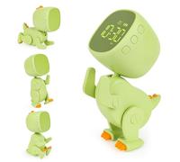 EUBSWA Despertador digital para niños, dinosaurio con formas variables, función de repetición, temporizador de luz nocturna y 6 alarmas ajustables (verde)