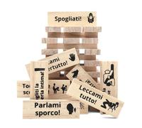 EUBSWA Juego de torre de lujuria, 48 piezas, Torre apilable de madera divertida Torre de San Valentín con preguntas y desafíos de verdad o desafíos para parejas