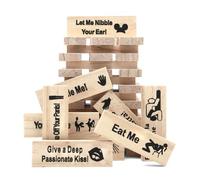 EUBSWA Lust Tower Blocks Juegos para parejas 48 bloques de madera, torre apilable de amor Torre de bloques de San Valentín con preguntas y desafíos de verdad o desafíos para parejas