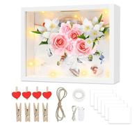 EUBSWA Marco de fotos 3D para rellenar, regalo del día de la madre, 27 x 22 cm, marco profundo con marco de objetos 3D de luz de 1 m para regalo del día de la madre, fotos, flores, decoración de boda