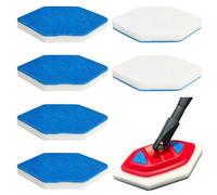 EUBSWA Pack de 6 recambios de repuesto para fregona de baño y bañera, compatible con Vileda Bath Magic Bad Esponja multisuperficie, fuerte limpieza para baño, cocina y suelo (azul y blanco)