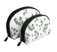 Eucalipto dólar de Plata Verde, Bolsa de Maquillaje de Concha, Monedero pequeño para Mujer, Bolsa de artículos de tocador, Bolsa de cosméticos, 2 Piezas