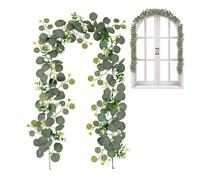 Eucalyptus Flower - 6 Feet Greenery Vine, Eucalyptus with Flowers | Falsas Leaves for Wedding Arch Table Centerpiece, Decorative Faux Vines for Home Party Décor