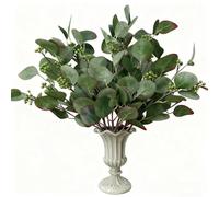 Eucalyptus Stems Leaves Artificial Flowers Long Silver Dollar Leaves Faux Bouquets Branches Decoration for Home Flower Arrangement Wedding Table Festival Farmhouse Party Halloween Deco (verde
