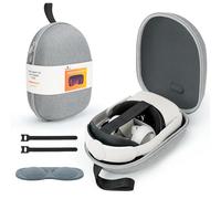 EUCARLOS Funda de transporte rígida compatible con Meta Quest 2/Vision Pro, funda de almacenamiento para auriculares de juegos de realidad virtual con correa Elite y controladores, funda con cubierta