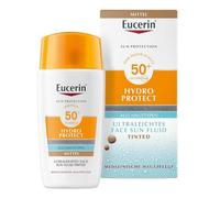 Eucerin Hydro Protect Ultra Light Face Sun Fluid con SPF 50+ - Protección solar tintada para todo tipo de pieles, mediana, 50 ml