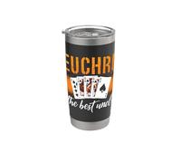Euchre Los mejores juegos de cartas para tíos le encanta jugar a las cartas Euchre Vaso térmico de acero inoxidable de doble pared