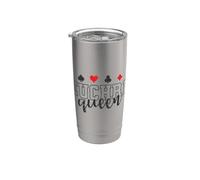 Euchre Queen Baraja de cartas de juego Vaso térmico de acero inoxidable de doble pared