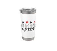Euchre Queen Baraja de cartas de juego Vaso térmico de acero inoxidable de doble pared