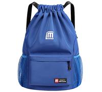 Eucomir Mochilas De Cuerdas, Mochila Deporte Mochila Gym De Malla Agua, Bolsa De Cordón Impermeable De Nylon Bolsa De Gimnasio Cordón Con Cremallera Exterior Para Deportes Vacaciones,Azul