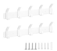 Eucomir Percheros Pared, 2 Piezas Perchero De Pared Inoxidable con 5 Ganchos, Coat Hooks Blanco Adecuado Para Cocina, Dormitorio, Baño, Oficina, Blanco