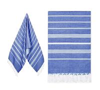 Eucomir Toalla Playa Grande Algodon 80 x 190CM Originales - Fouta Beach Towel con Flecos,Toalla Seca Rápida, Sin Arena, para Playa, Natación,Viaje,Azul Real