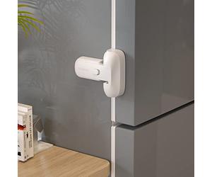 EUDEMON 1 Pack Actualizado a prueba de niños refrigerador/congelador Cerradura de la puerta Aplique a la tira de sellado máxima de 1 "(25 mm), sin necesidad de herramientas ni taladro (Blanco)
