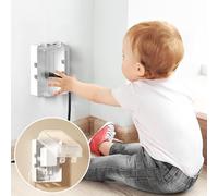 EUDEMON 1 paquete de cubierta de enchufe eléctrico de seguridad para bebés actualizada a prueba de niños, más espacio para enchufes grandes, fácil de instalar y usar (transparente)