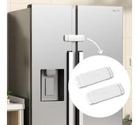 EUDEMON 2 Paquete Cerradura de nevera francesa de seguridad para bebés, se aplica a una distancia máxima de 3,54" (90 mm) entre dos puertas (Blanco)