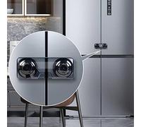 EUDEMON 2 Piezas cerraduras para refrigerador a prueba de niños, cerradura para puerta de nevera francesa de seguridad para bebés, cerradura para armario para niños pequeños (Negro transparente)