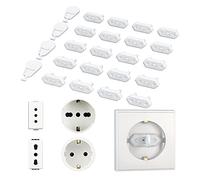 EUDEMON 20 Piezas Tapas de enchufe de seguridad para bebés, Tapas de enchufe de tomacorriente a prueba de niños (Blanco)