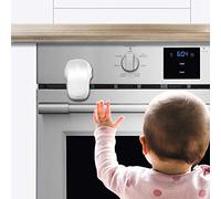 EUDEMON Cerradura de la puerta del horno segura para niños, cerradura frontal del horno resistente al calor, fácil de instalar, use adhesivo, sin tornillos ni brocas (Blanco)